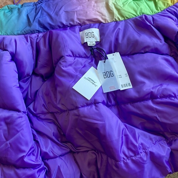 NWT URBAN OUTFITTERS - BDG | Trendy Rainbow Tie-Die Look Jacket Coat Sz XS - Picture 9 of 14